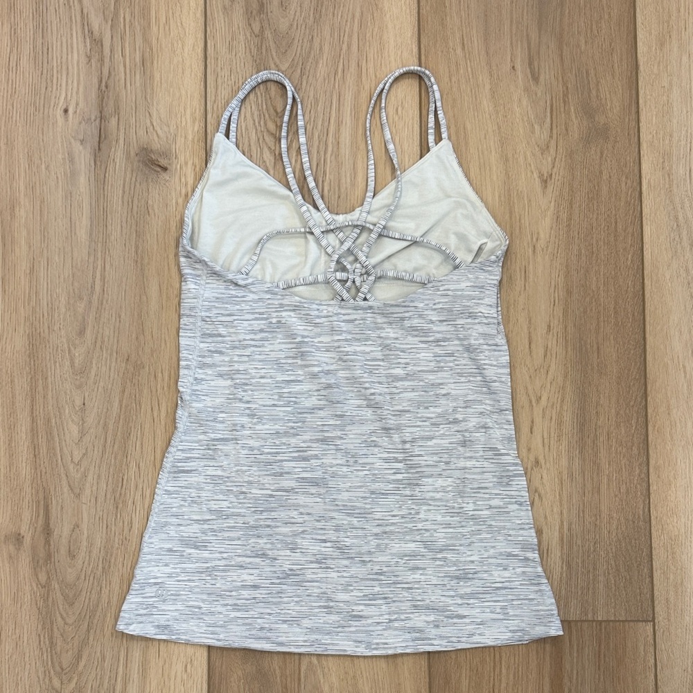 lululemon athletica Strappy Light Gray/White Striped Camisole